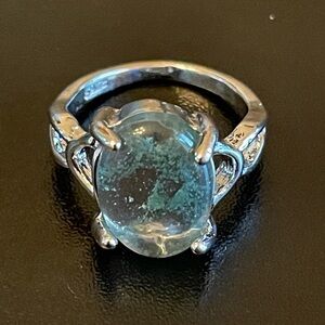 Greenish opal S925 silver ring size 5.25